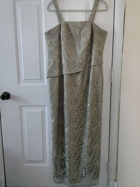 Venezia Silver Green Lace Beaded Sleeveless Gown 18 Mother Of Bride Groom Prom